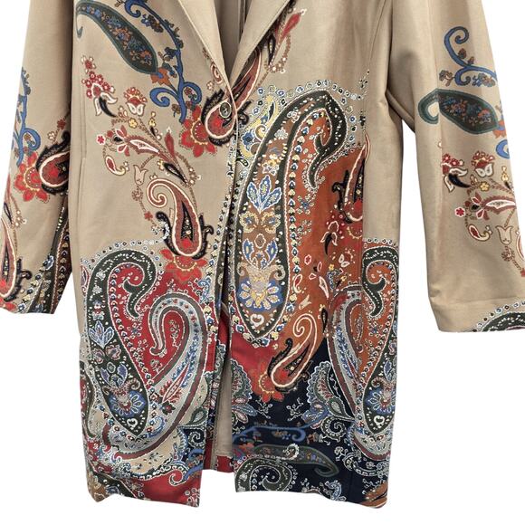 Chicos Jacket Womens 2 Large Paisley Embroidered Boho Chic Coat 12 14 Indie Work - Picture 8 of 12